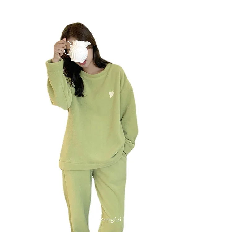 

Pajamas Women's Snow Fleece Autumn and Winter New Soft Pajamas Thickened Fleece Warm Loungewear Suit Can Be Worn outside