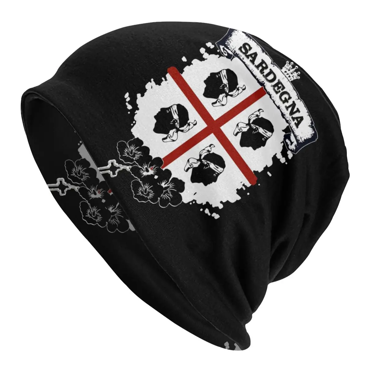 

Unisex Winter Bonnet Femme Knitted Hats Hip Hop Sardinia Flag Four Moors Beanie Cap Italy Sardegna Coat of Arms Beanies Caps For