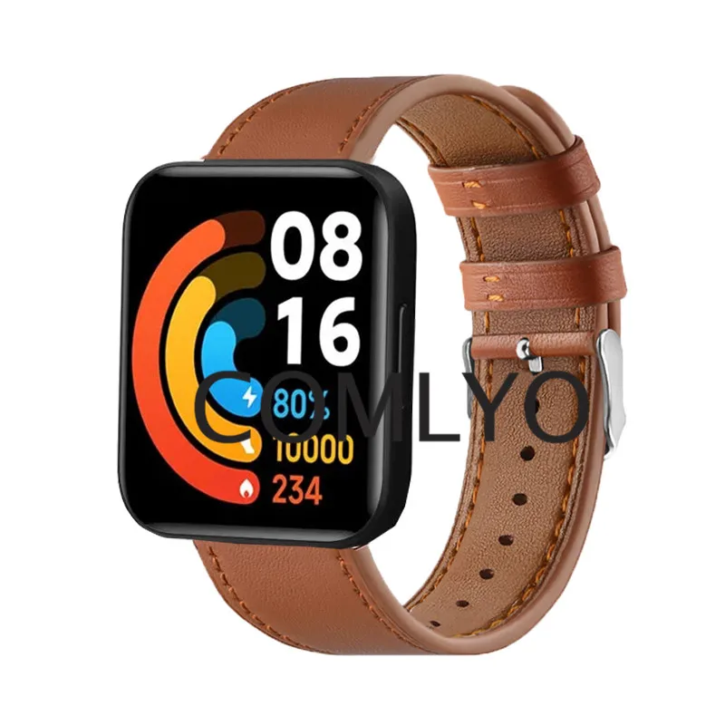 

Leather Band For Redmi watch 2 / POCO Watch Strap Smartwatch Soft Bracelet Replacement Metal Adapter Accessories
