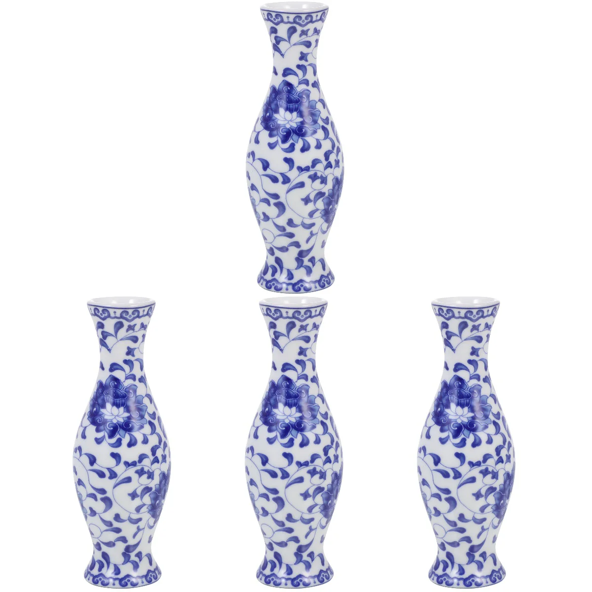 

4pcs Decorative Flower Vase Blue and Porcelain Hand-painted Tabletop Vase