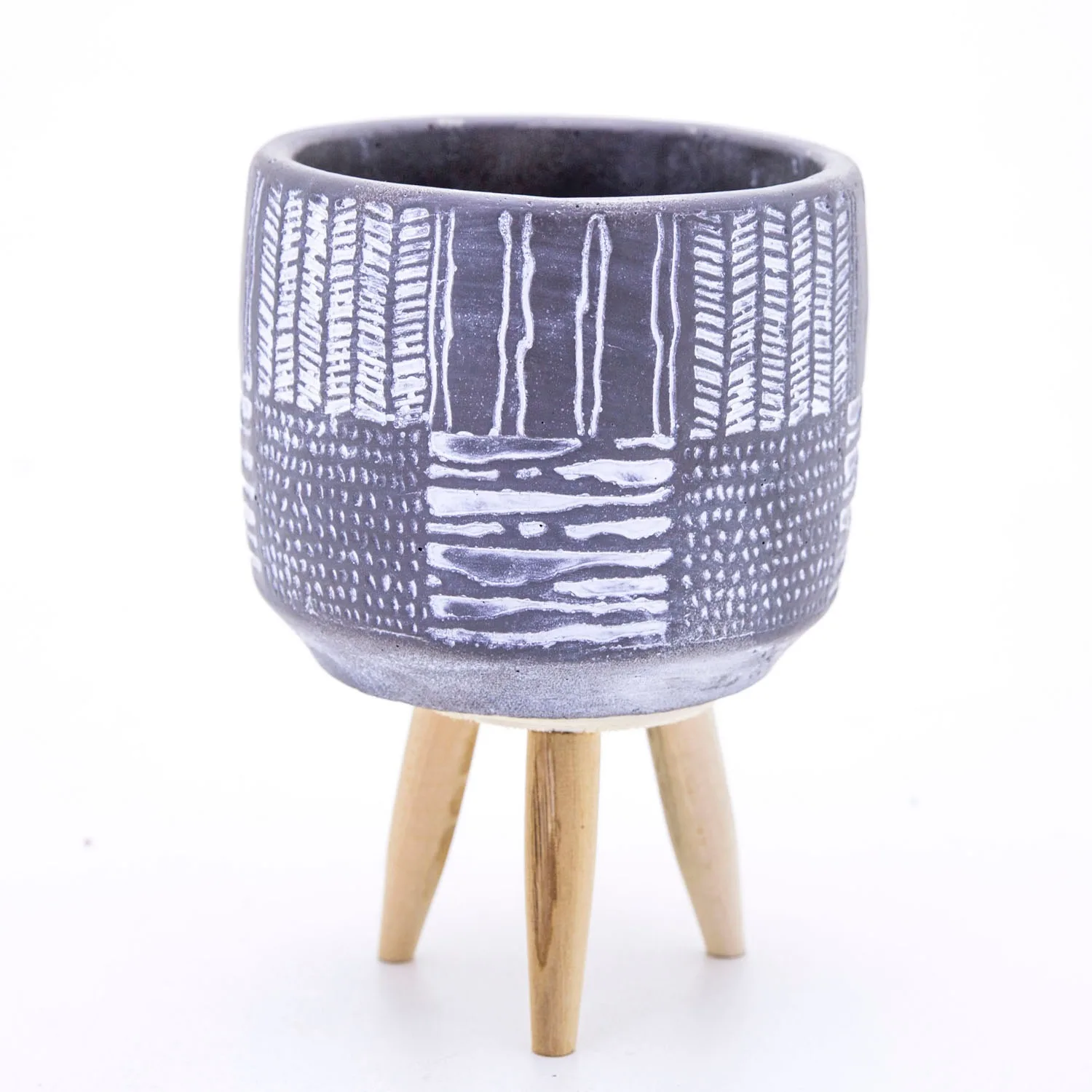 

Черный бетонный цветочный горшок с античным узором 14,5x20 см