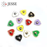 6pcs fashion love heart smiley charm enamel colorful sweet pendant women fancy jewelry for diy making necklace earring accessory