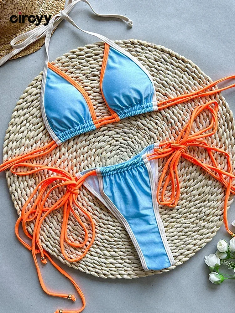 Circyy купальник женский сексуальный лоскутный блок цвета бикини костюм на шнурке