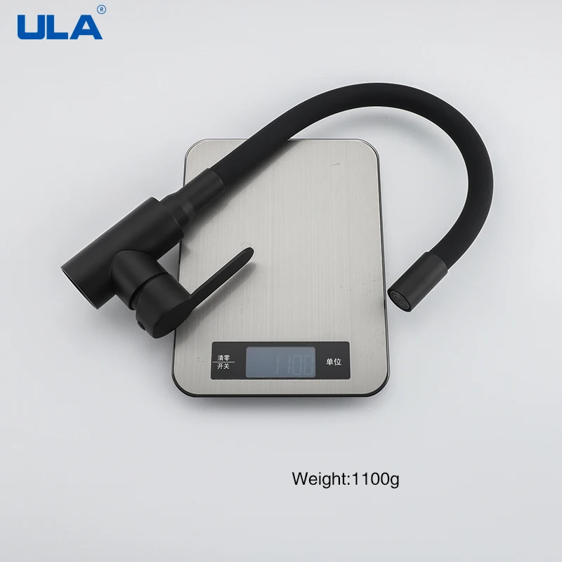 Кухонный Смеситель ULA настенный кран с черной трубкой вращение на 360 градусов для