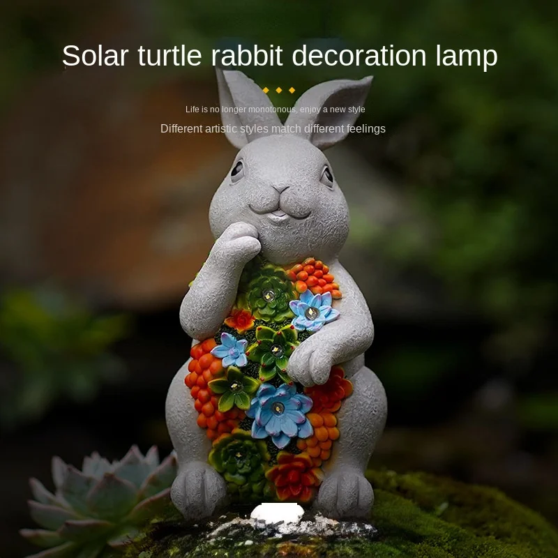 

Home Decor Solar Resin Turtle Rabbit Ornament Light Solar Outdoor Garden Decoration Landscape Creative Crafts