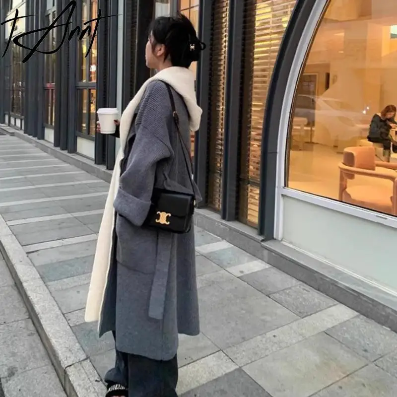 

Женский свитер с капюшоном, асимметричный вязаный свитер с капюшоном