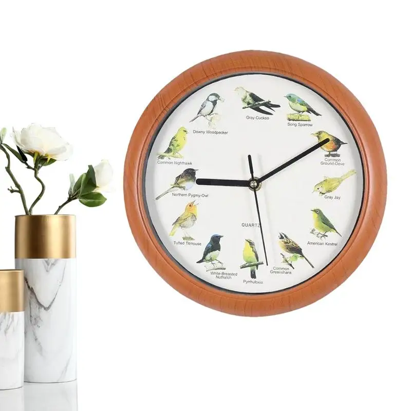 Часы с пеющей птицей 10-дюймовые часы в стиле ретро животными и звуком