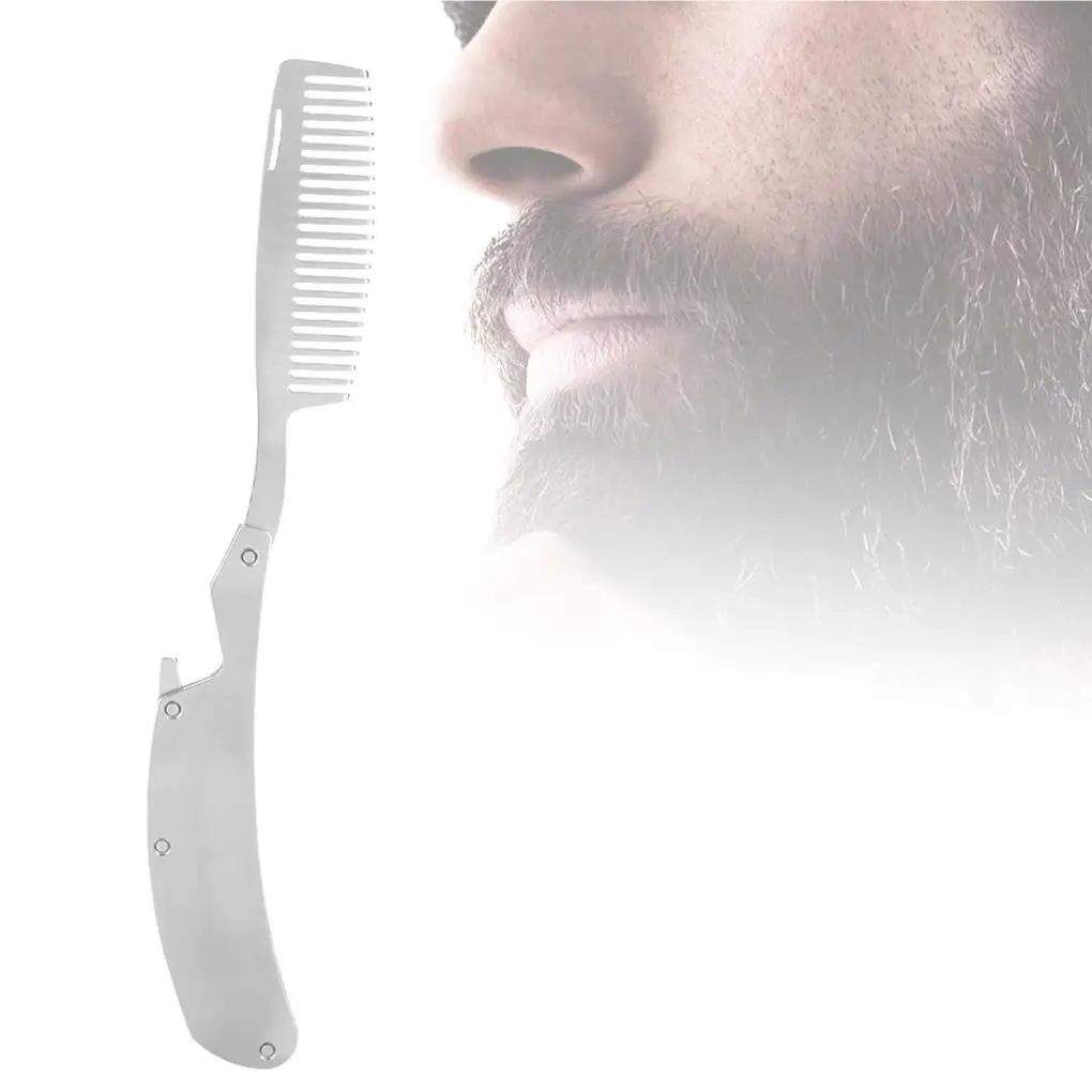 

Portable Stainless Steel Beard Comb Folding Pocket Moustache Shaping Comb