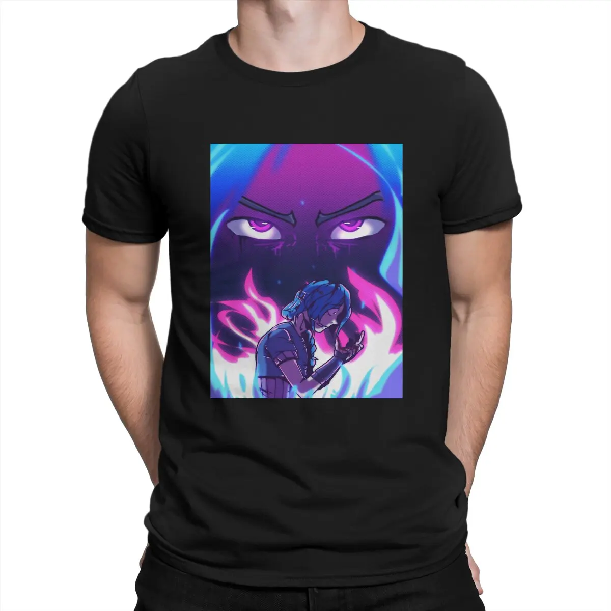 

Angry Eyes Hip Hop TShirt Arcane League of Legends LOL Anime Leisure T Shirt Summer Stuff For Adult