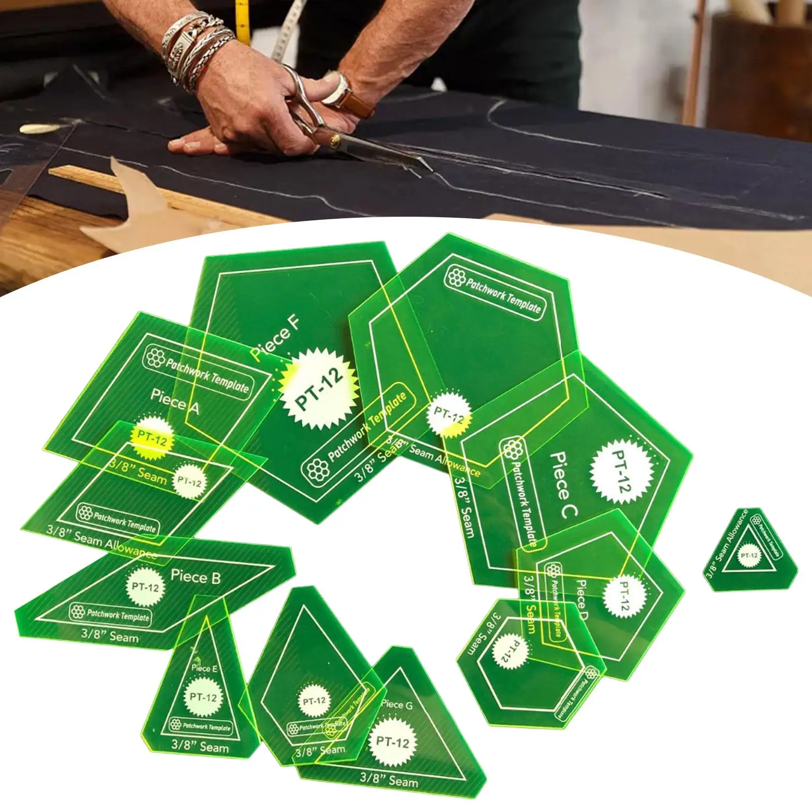 

12x Sewing Stencils Craft Patchwork Accessories Template Paper Piecing Paper