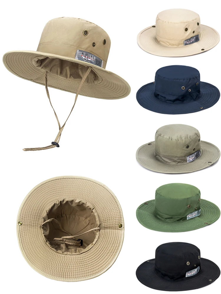 

Unisex Outdoor Fisherman Hat Pure Color Round Edge Cap Climbing Fishing Bucket Hat Summer Wide Brim UV Protection Flap Hat