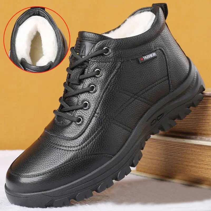 

Men Ankle Boots Warm Men Winter Boots Outdoor Cotton Non-Slip Snow Boots Free Shipping Platform Plush Male Casual Shoes Fashion