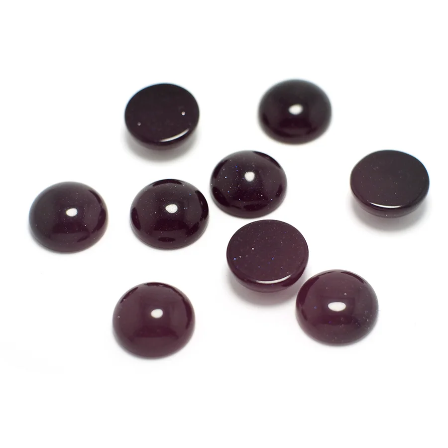 

10pcs Gold Sand Stones,Round Black Cabochon Stones,12mm Polished Flat Back Stone,Earring Jewelry Necklace Making