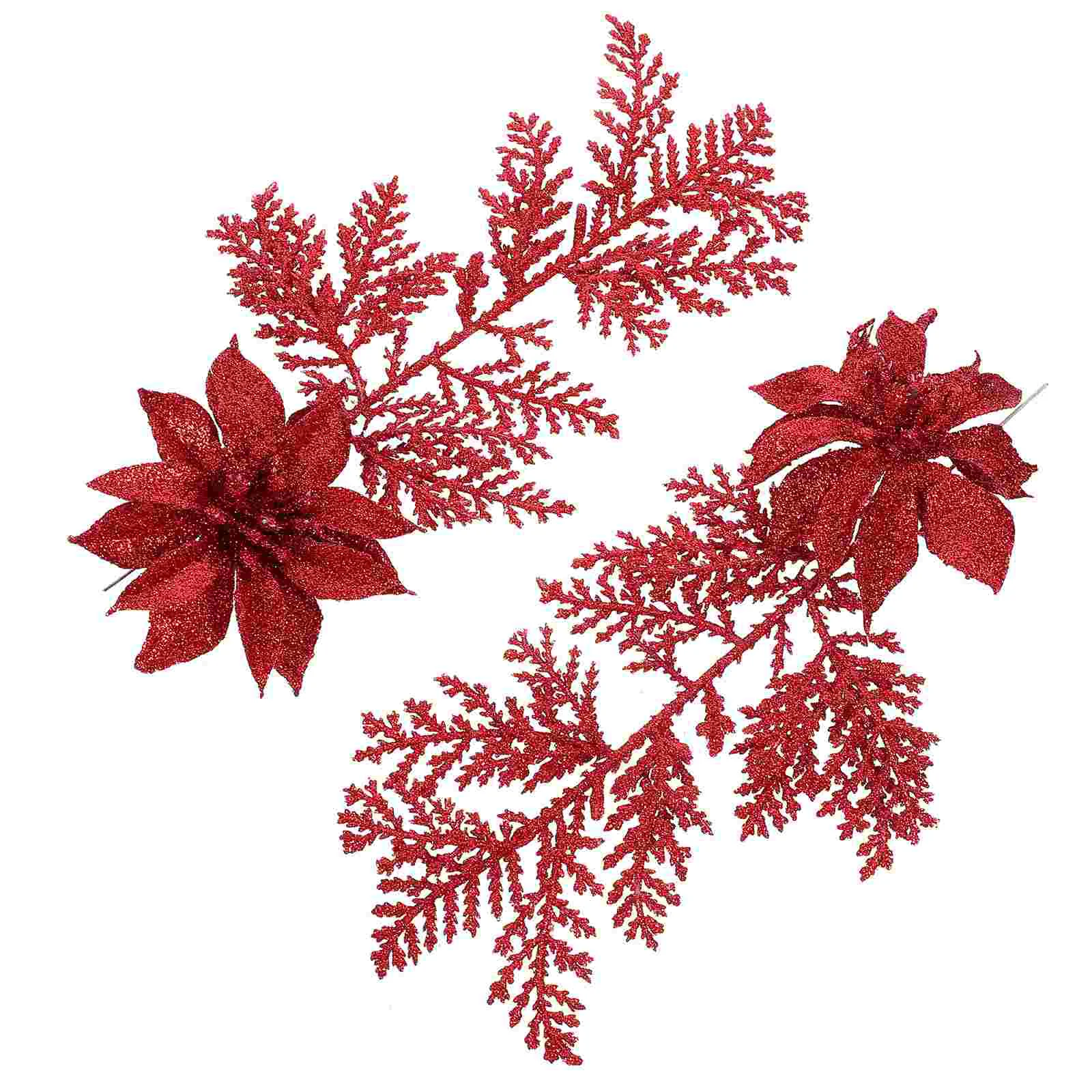 

Christmas Flower Tree Poinsettia Picks Flowers Artificial Glitterpine Floral Branches Decor Fakependant Poinsettias Wreath