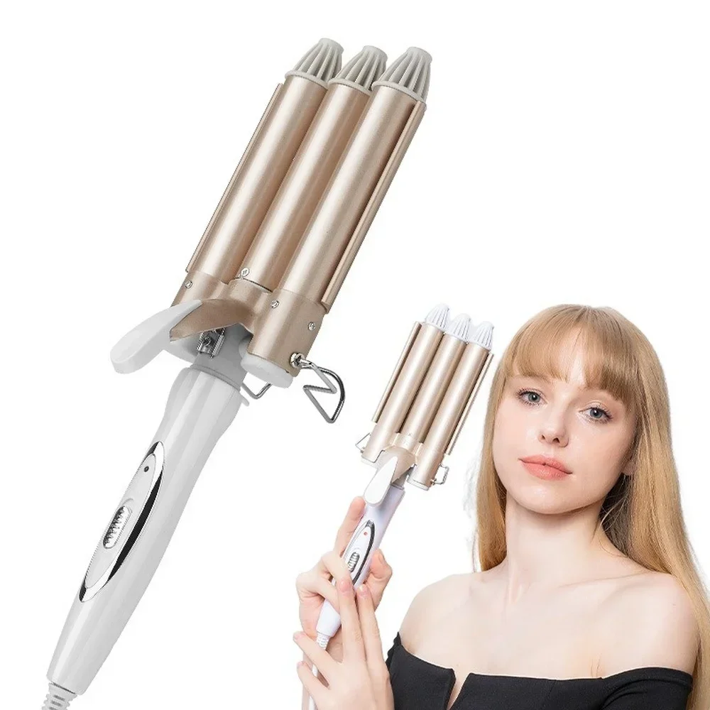 

Pro Ceramic Three Tube Curling Triple Barrel Crimper Wave Water Ripple Rolls Electric Hair Curler Styling
