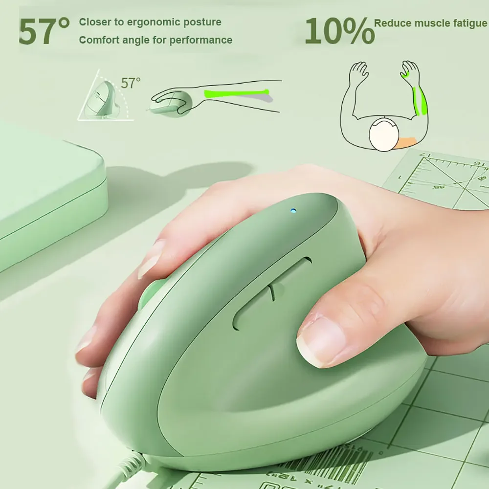 Мышь Компьютерная Вертикальная с USB-интерфейсом 800/1200/2400/3200 DPI