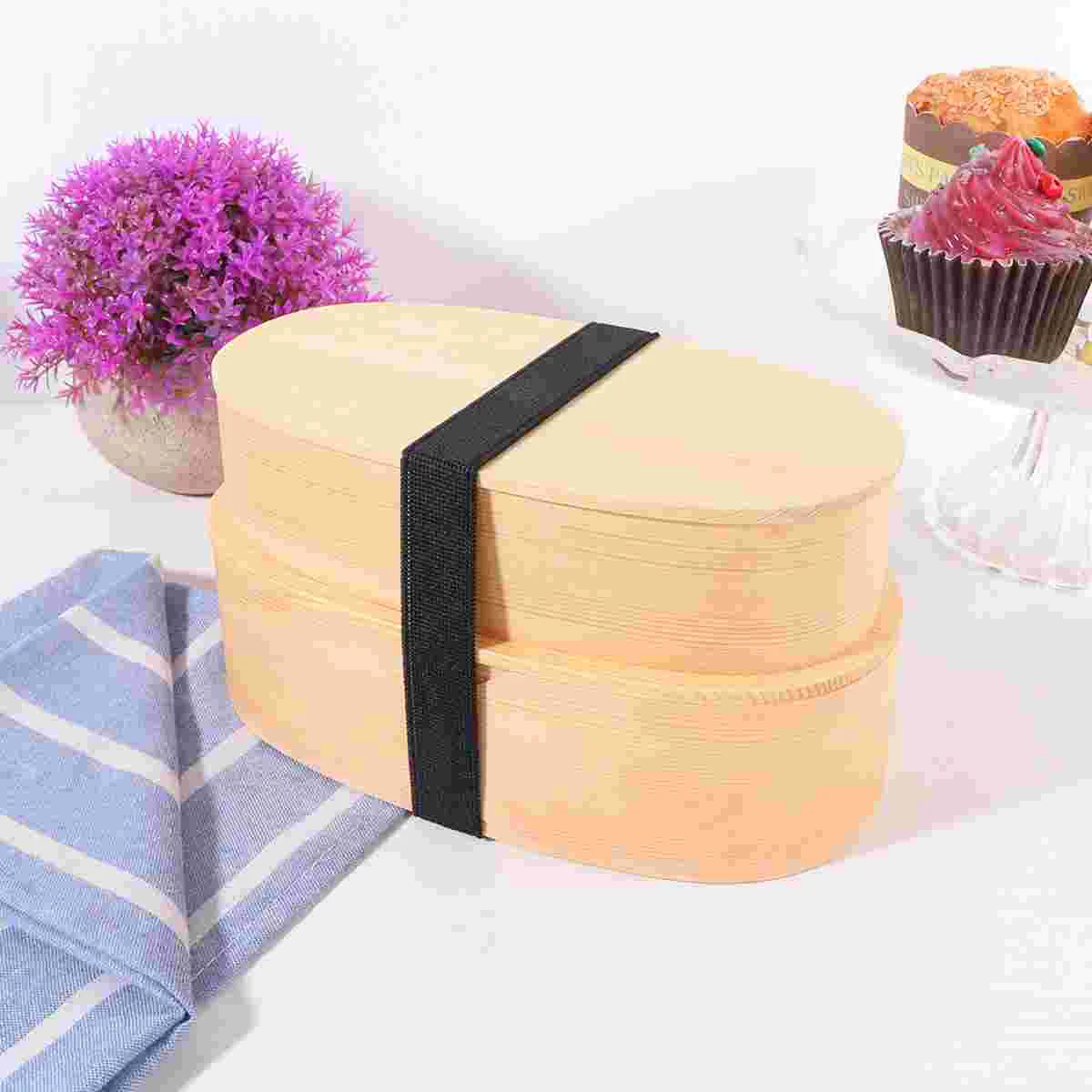 

Портативная деревянная переноска еды в японском стиле для школы и офиса (двухслойная, белая)