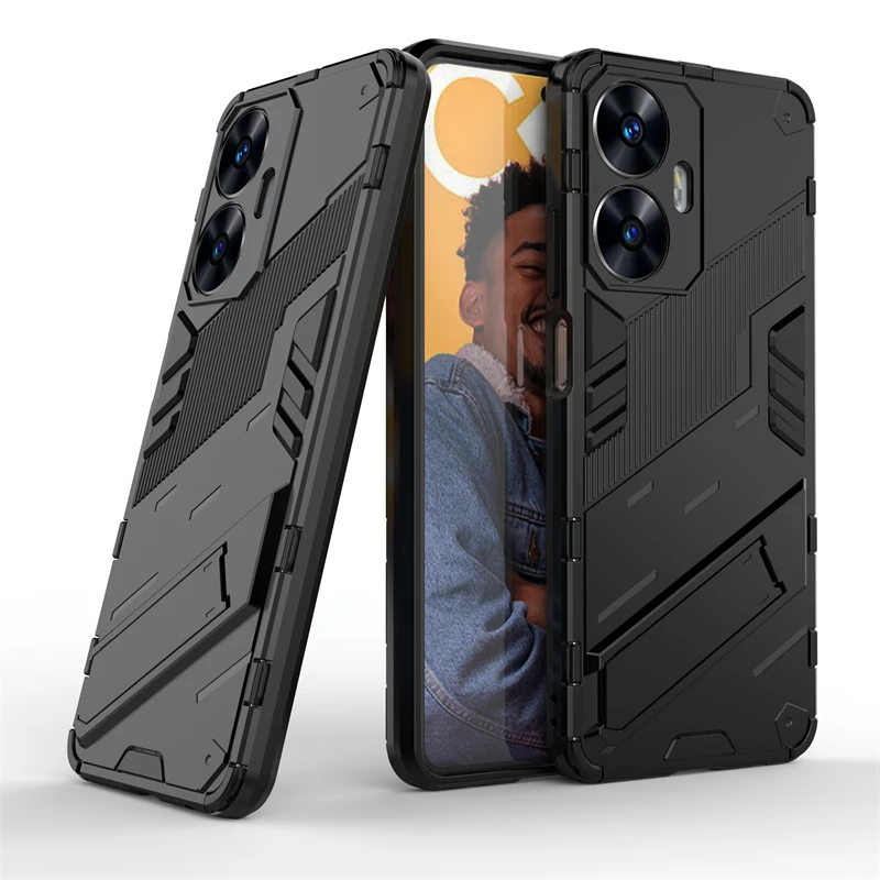 

For OPPO Realme C55 Cover Case Realme C55 Capas Shockproof Armor Phone Bumper Kickstand Back Holder Cover Realme C 55 C55 Fundas