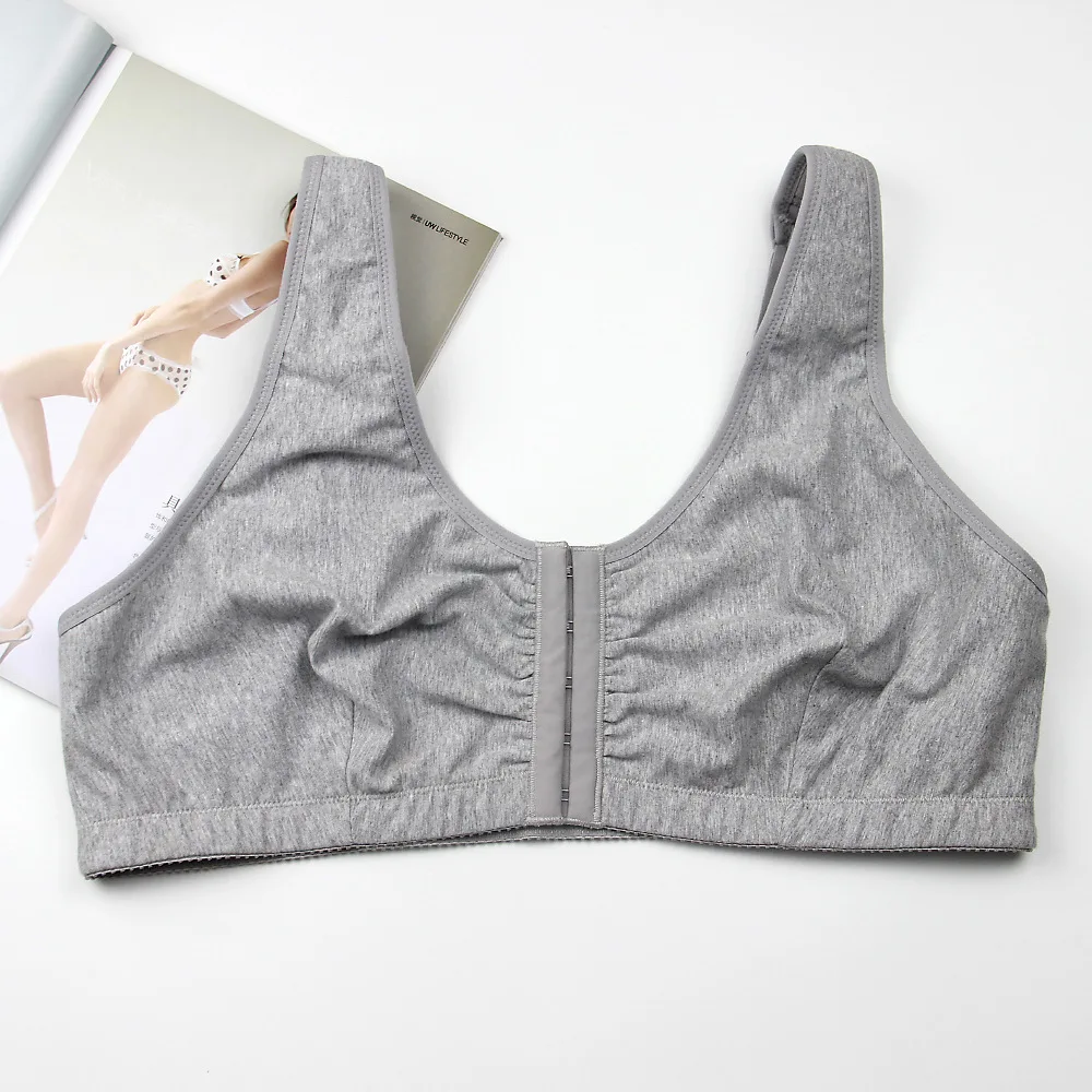 

Бюстгальтер с пуговицами спереди, без стальных колец, тонкий, регулируемый, плотный хлопковый плечевой ремень, большая грудь, маленький бюстгальтер