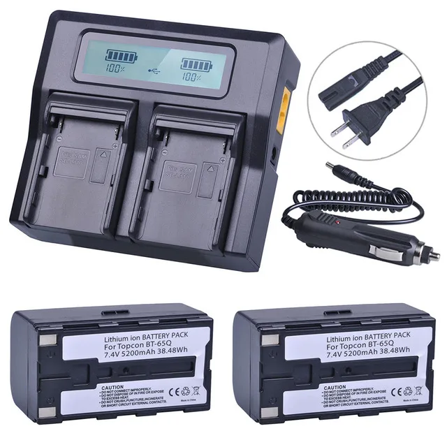 Batería de BT-65Q + cargador LCD para Topcon, estación Total de BT-60Q, BT-66Q, FC-200, FC-2200, FC-2500, GPT-7000i, 720, GTS-750
