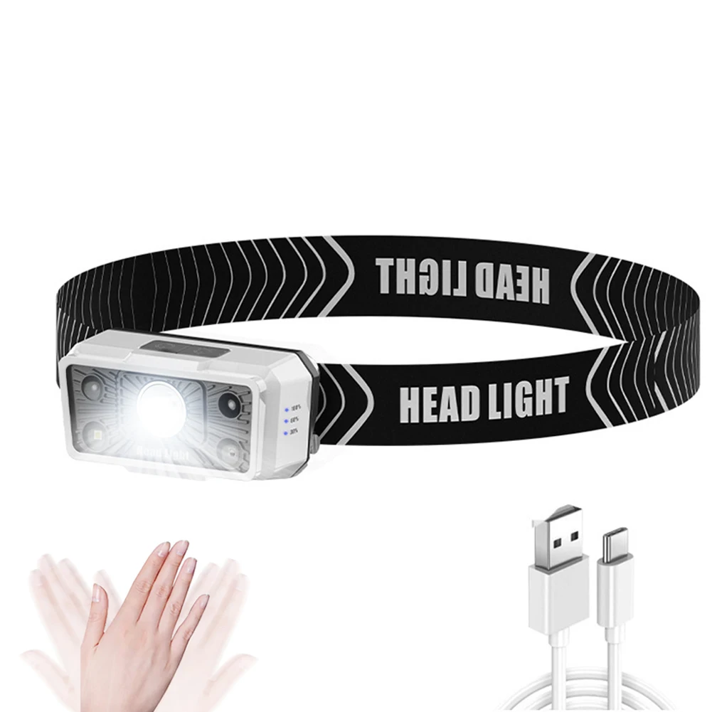 

XPG LED Headlamp Smart Wave Induction Waterproof Work Headlight Torch for Camping Hiking Cycling Night Fishing Headlamp