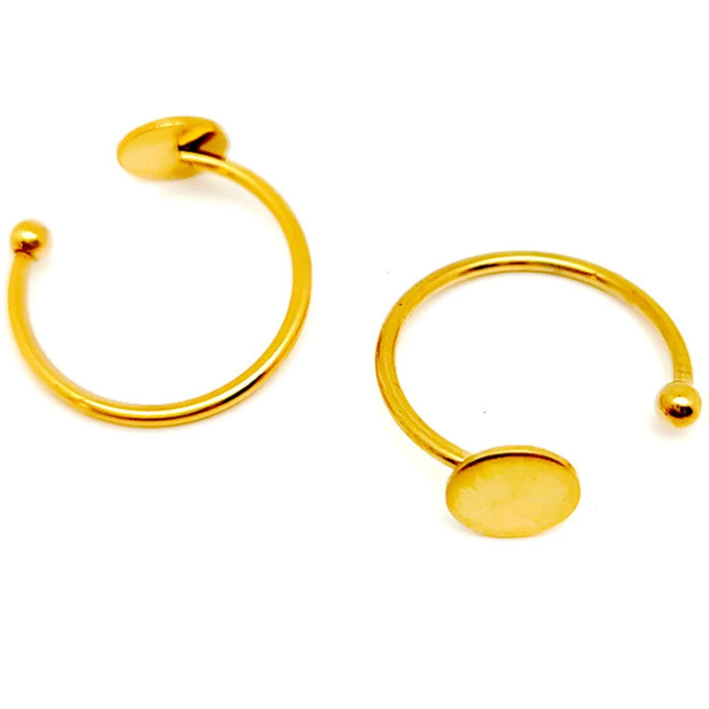 10Pcs/Bag Stainless Steel Adjustable Ring Opening Joint Tail Ring Hand Ornament Gold Plated Empty Holder Diy Jewelry Accessories