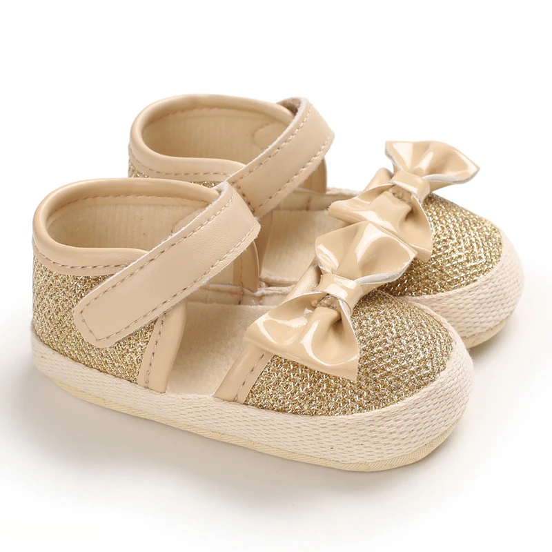 

2020 Children Summer Shoes Newborn Infant Baby Girl Boy Soft Crib Shoes Infants Anti-slip Sneaker Shiny Bow Prewalker 0-18M