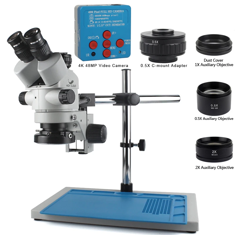 

48MP 4K 1080P HDMI USB Video Camera Simul-Focal 3.5X-90X Continuous Zoom Stereo Trinocular Microscope CTV Adapter Barlow Lens