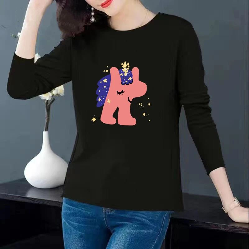 

Spring T-Shirt Unisex Crew neck None Other Long Sleeve Cotton Pullover Regular Women Other