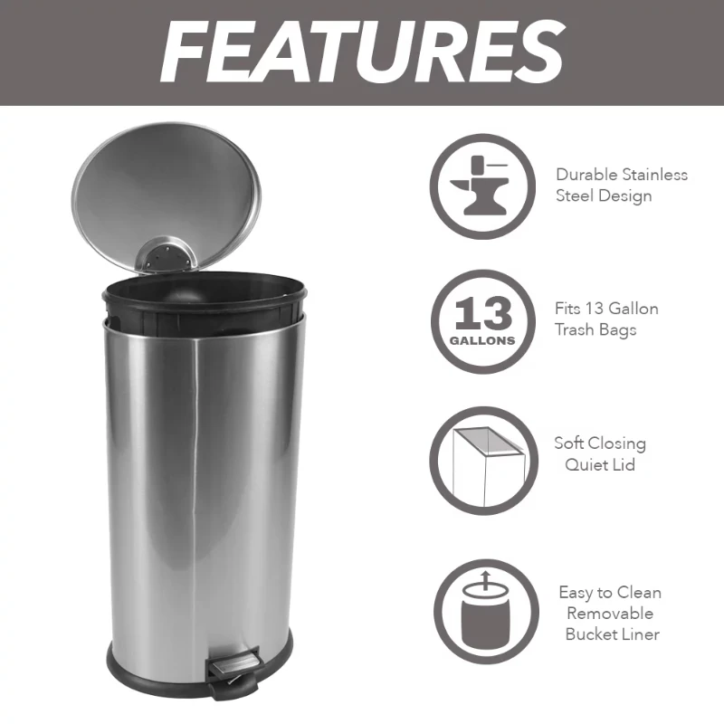

Stainless Steel Oval Kitchen Trash Can Storage Organizer free shipping
