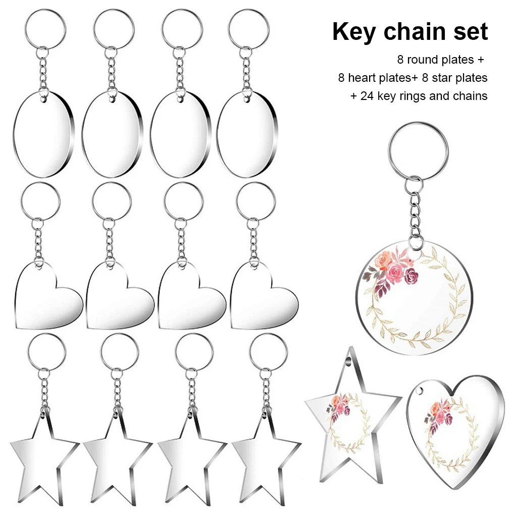 

Keychain Blanks Key Ornaments Self-Assembly Discs Set Pendant Decorations