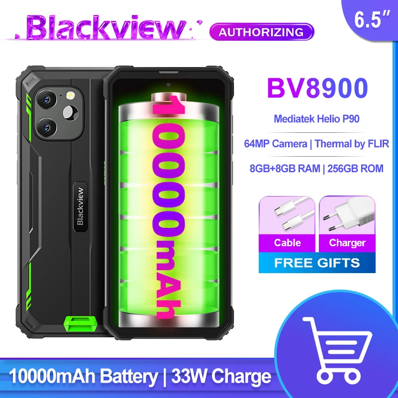 Blackview BV8900 Rugged Phone 10000mAh Battery 33W Fast Charge Smartphone Thermal By FLIR Camera Android 13 16GB 256GB Cellphone
