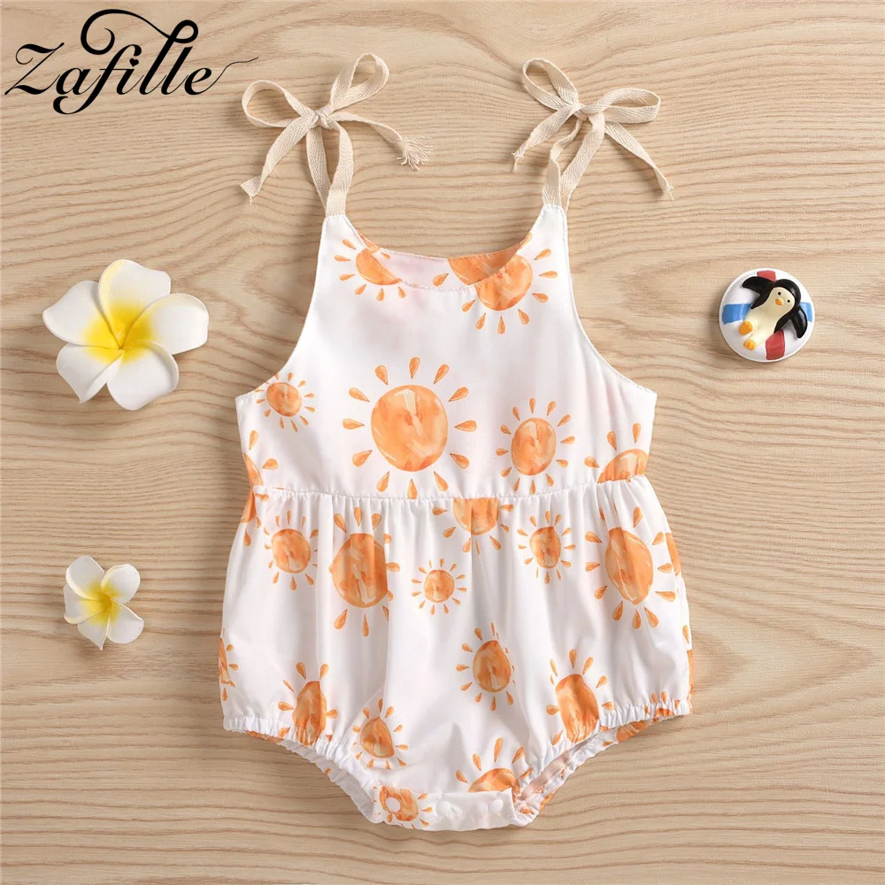 

ZAFILLE Sling Bodysuit For Newborns Sleepwear Sun Print Baby Rompers Summer Infant Outfits Girls Playsuit Cute Children Outwear