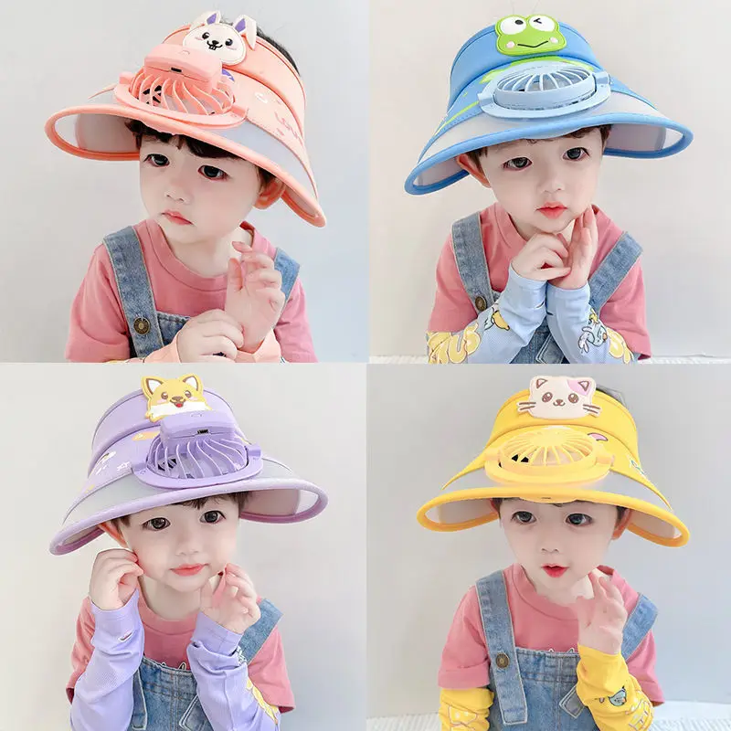 Kid Adult Summer Sun Hat Solar Cooling Rechargeable Cooling Fan Hat Sun Visor Hat Summer Baseball Hat Empty Top Outdoor Sunhat
