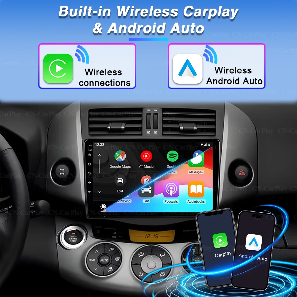 Фото Для Toyota RAV4 3 XA30 2005-2016: Автомагнитола Android 16, мультимедийный плеер, GPS-навигация, CarPlay, монитор, экран, ТВ, QLED №5