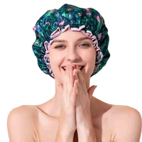 women waterproof bath hat double layer shower cap lady hair care bonnet nightcap elastic shower turban baked oil head cover