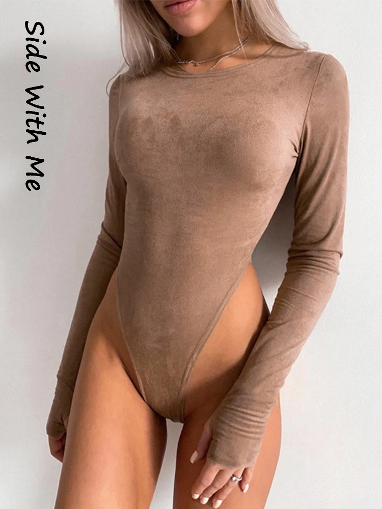 

Side With Me 2022 летние облегающие сексуальные женские боди с длинным рукавом базовые вечерние повседневные модные узкие женские комбинезоны с л...