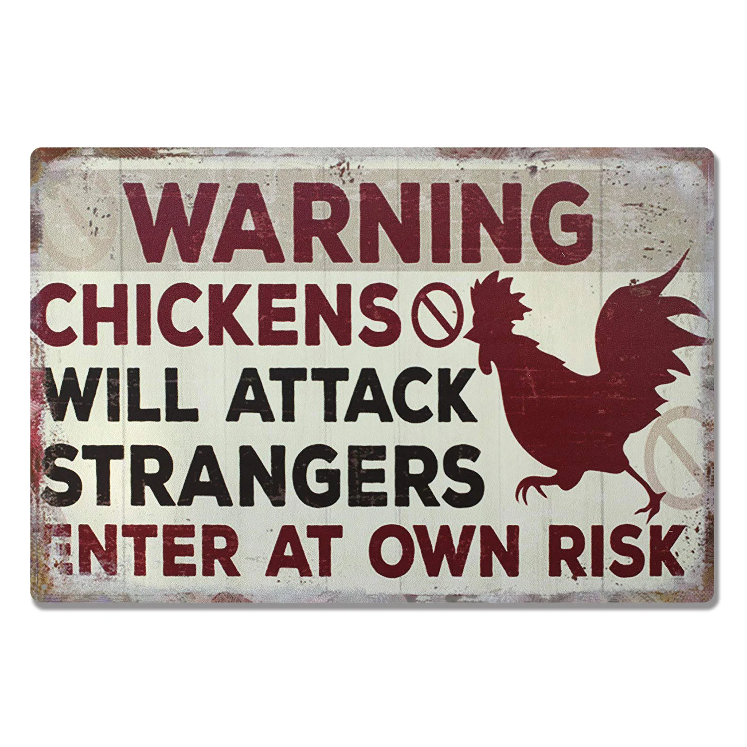 

Warning Chickens Will Attack Strangers Enter At Own Risk Funny Vintage Metal Tin Sign Rural Retro Rooster Plaque Farm Wall Decor