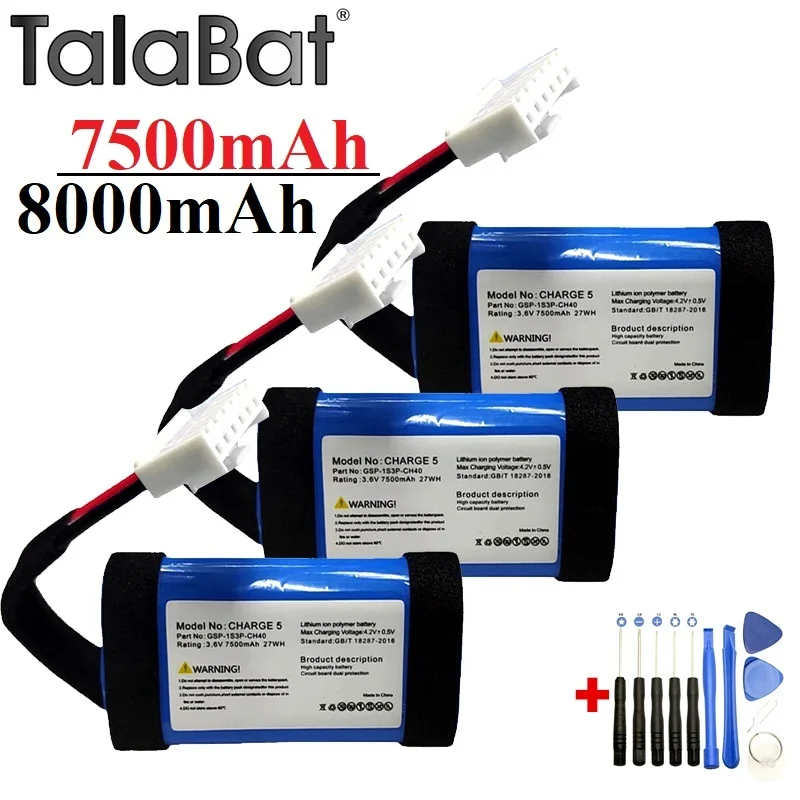 

Upgrade 7500/8800mAh For JBL Charge 5 Charge5 GSP-1S3P-CH40 Replacement Battery Wireless Bluetooth Speaker Battery