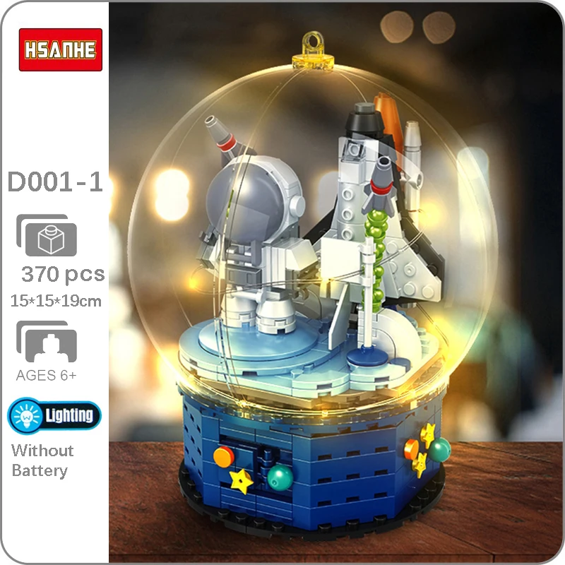 

Hsanhe D001-1 космический корабль астронавт самолет хрустальный шар светильник DIY маленькие Мини-блоки кирпичи игрушки для детей без коробки