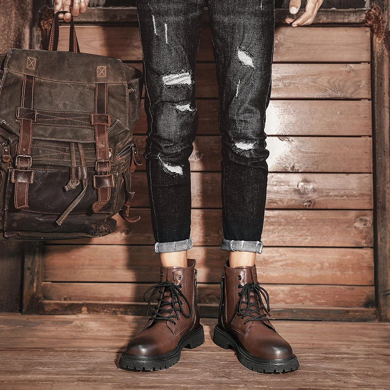 GR-7320 MARTIN BOOTS WALKING SHOES MEN'S HUNTING BOOTS TACTICAL SHOES DESERT COMBAT ANKLE LEATHER MOUNTAINEERING SHOES