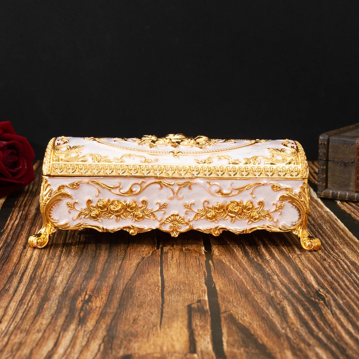 

Европейская розовая Золотая ручная роспись искусственная коробка Роскошные креативные ювелирные изделия Большая Драгоценность