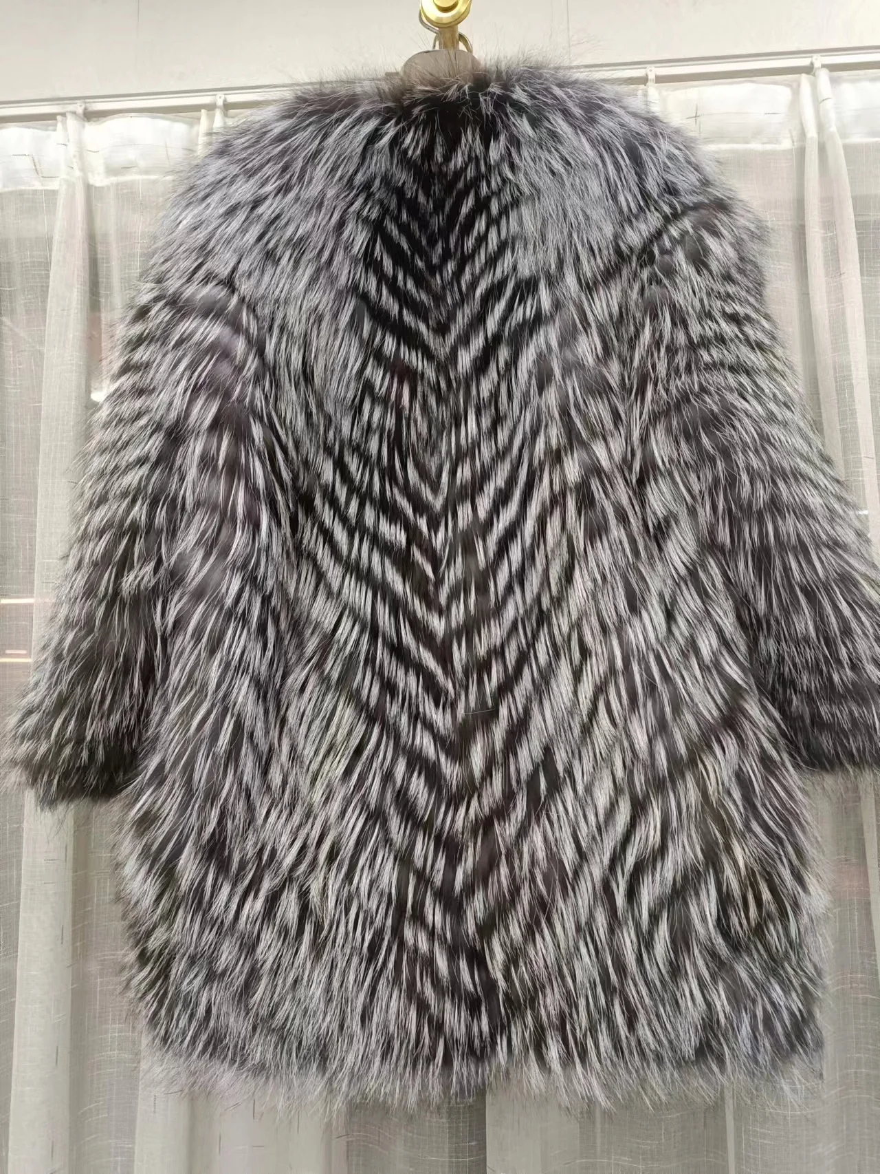 FURTJY Winter Real Fox Fur Coat 60Cm Women Natural Silver Fox Fur Jacket Fashion Luxury Thick Warm Overcoat Solid Fur Outerwear