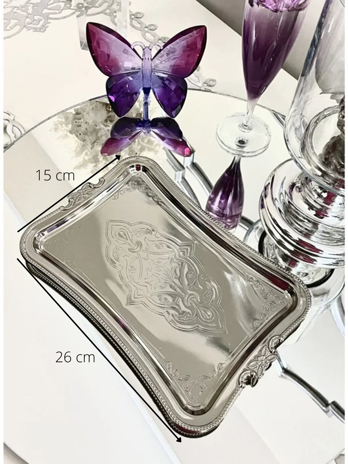 single coffee tea serving tray stainless metal anti tarnish silver or gold colored useful kitchen appliance classic home tool free global shipping