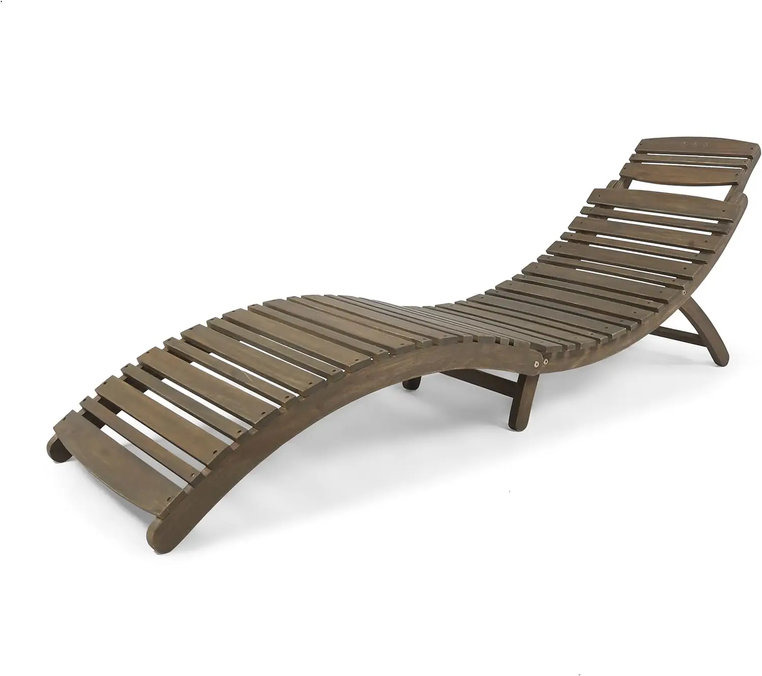 

Outdoor Acacia Wood Foldable Chaise Lounge, Gray Finish