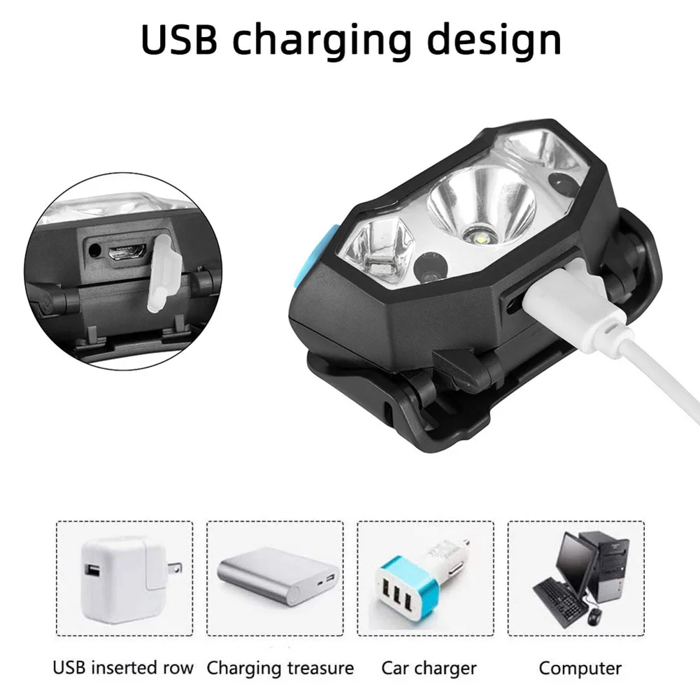 

Налобный фонарь с USB-зарядкой и датчиком движения, 350 лм