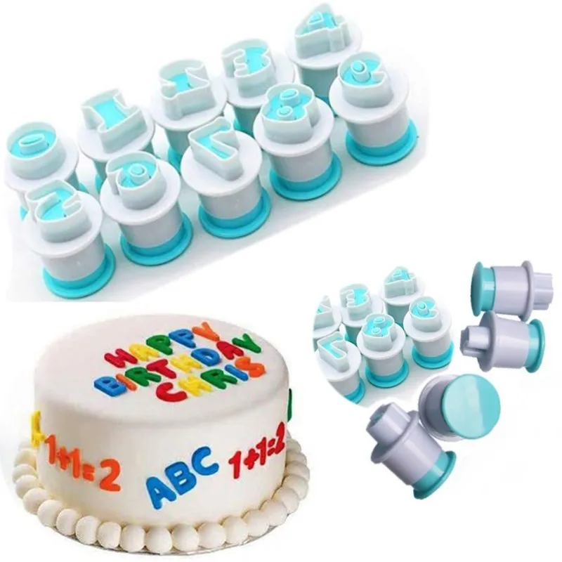 

26 Alphabet Letter Numbers Fondant Cake Decorating Set Cookie Biscuit Mold Printing Pressure Icing Cutter Die Mold Tool