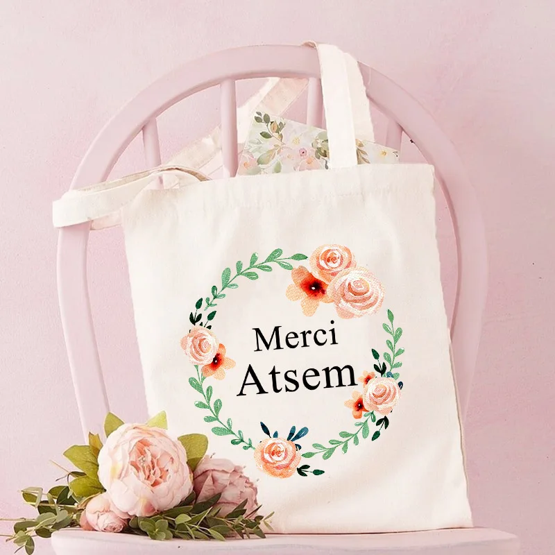 

Merci Atsem Flower Print School Book Storage Pouch Atsem Gifts Female Bag Shoppers Simple Fashion Handbag Shoulder Tote Bags Eco