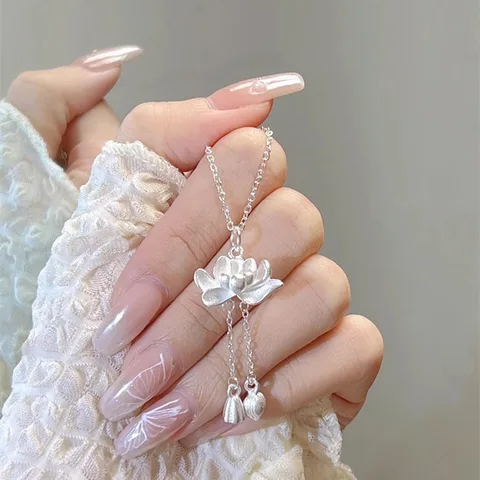 Ожерелье с кисточкой в виде лотоса, женское ожерелье в виде лотоса на удачу, новый китайский стиль, древнее право защищает мир, кулон в виде лотоса «сделай сам»