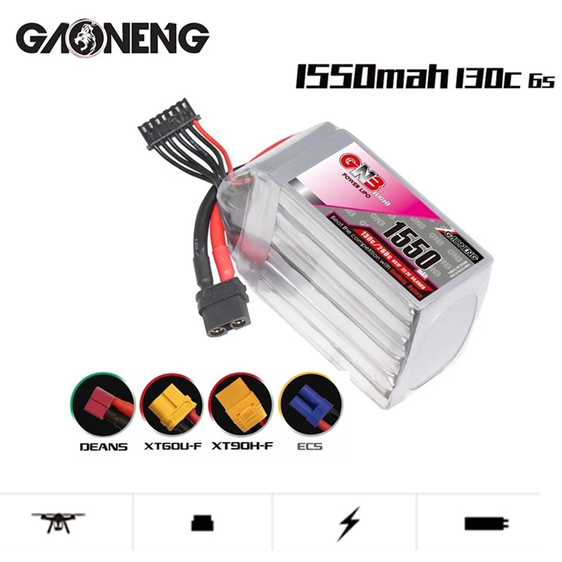 

GNB 6S 22.2V 1550mAh 130C/260C Lipo Battery For FPV Racing Drone RC Quadcopter Helicopter Car Parts With XT60 Plug 22.2V Battery